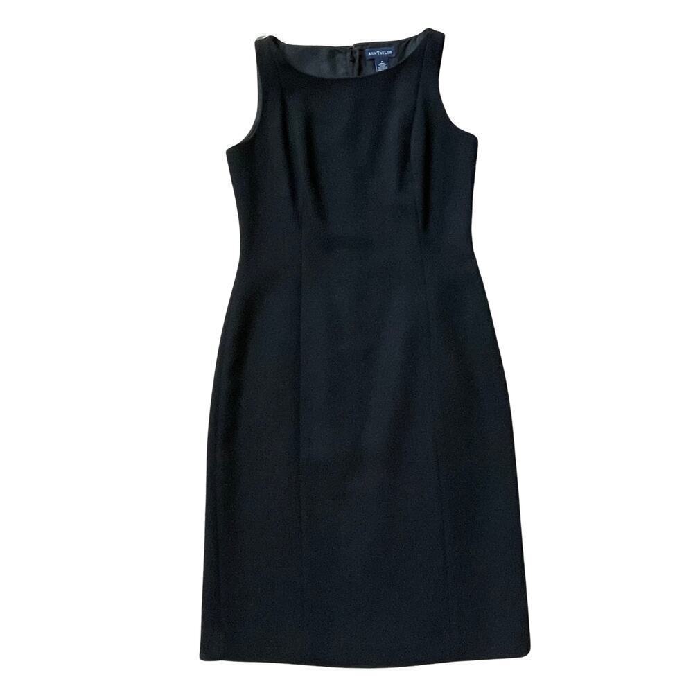 Vintage Ann Taylor Black Sheath Dress | 100% Wool, 4, Minimalist Luxury Capsule